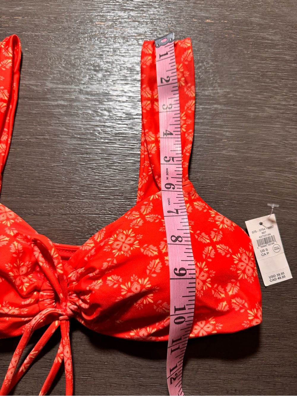 NWT Aerie Keyhole Bandeau Bikini Top Orange Flare Boho Beaded S - Picture 12 of 12